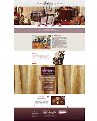 This six page website design was created from scratch to an interesting brief with quite 'flamboyant' requirements & many beautiful antiques 